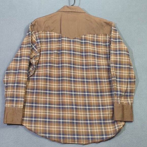 Wrangler Shirt Men's XL Brown Plaid Snap Button Brushpopper Western - Picture 9 of 10